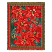 Poinsettia Tapestry Afghan Throw