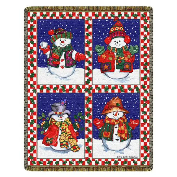 Snowman's Holiday 68" Tapestry Afghan Throw