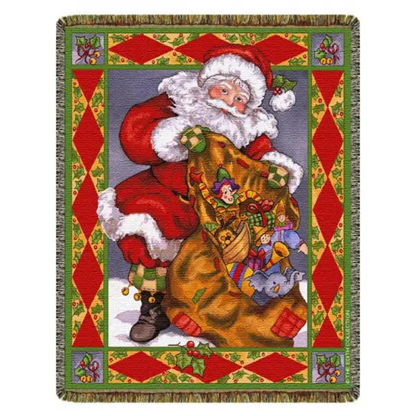 Santa's Treasures 68" Tapestry Afghan Throw