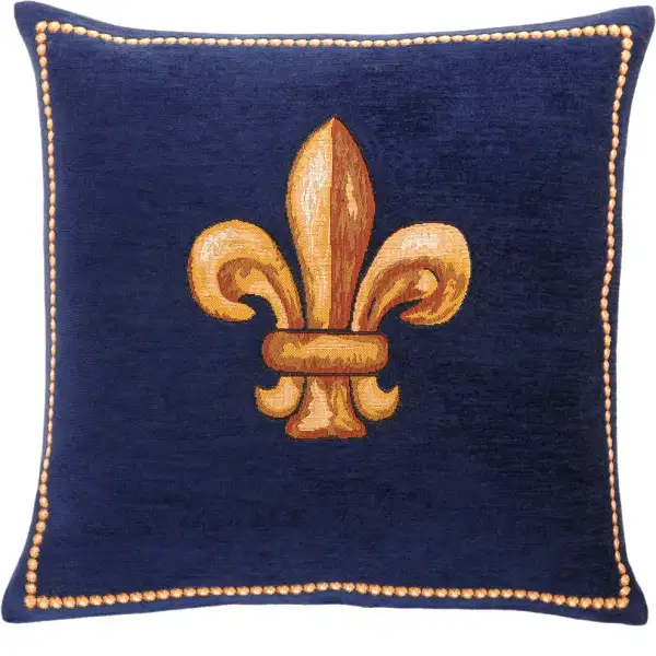 Fleurs De Lys Bleu French Couch Pillow Cushion