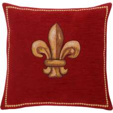Fleurs De Lys Rouge  French Tapestry Cushion