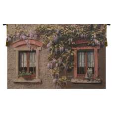 Windows with Wisteria Italian Tapestry Wall Hanging