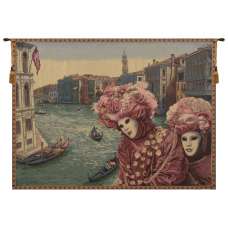 View with Masks Italian Tapestry Wall Hanging