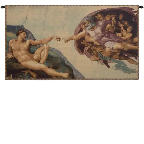 Charlotte Home Furnishing Inc. Italy Tapestry - 22 in. x 12 in. Michelangelo | The Creation by Michelangelo Italian Tapestry