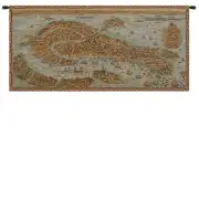 Ancient Map Of Venice Horizontal Italian Tapestry - 28 in. x 12 in. Cotton/Viscose/Polyester by Alessia Cara