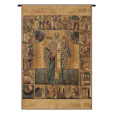 Saint Nicholas with Lurex Italian Tapestry Wall Hanging