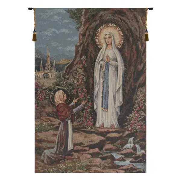 Apparitione Lourdes European Tapestries - 17 in. x 25 in. Cotton/Polyester/Viscose by Alberto Passini