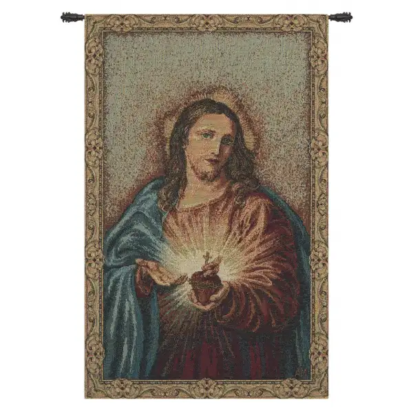 Sacred Heart Of Christ European Tapestries - 12 in. x 20 in. Cotton/Polyester/Viscose by Charlotte Home Furnishings