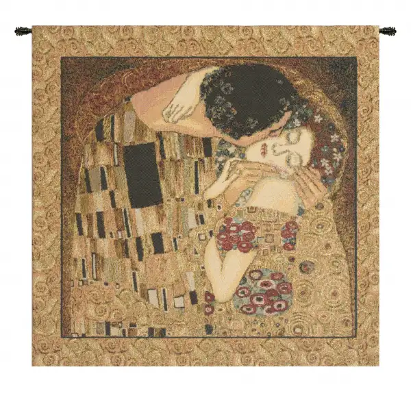 The Kiss Klimt European Tapestries - 16 in. x 16 in. Cotton/Polyester/Viscose by Gustav Klimt