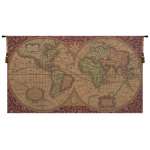 Old Map of the World Red European Wall Art