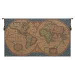 Old Map of the World Blue European Wall Art