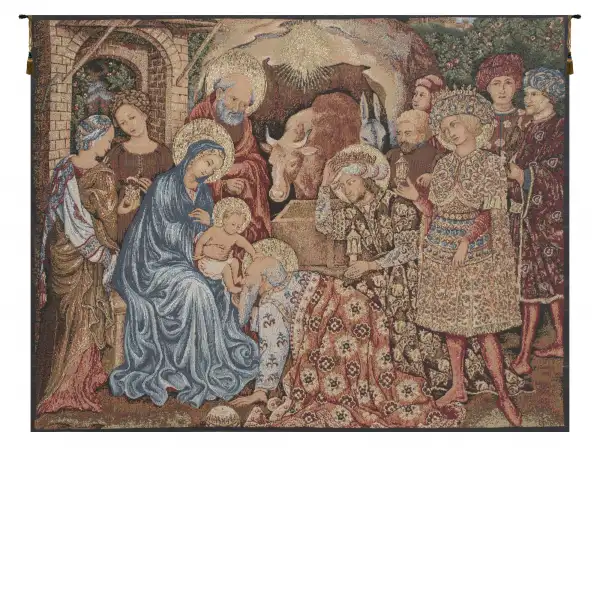 Nativity Adoration European Tapestries - 25 in. x 19 in. Cotton/Polyester/Viscose by Zanobi Strozzi