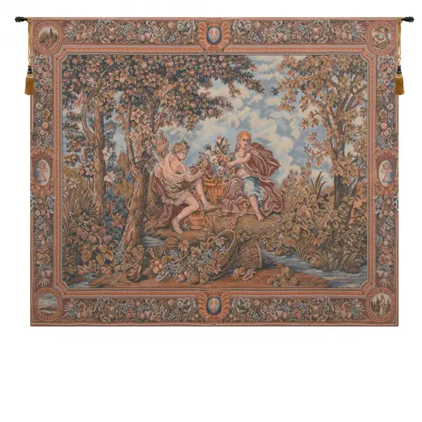 Autumn Grapes in Basket Italian Wall Tapestry