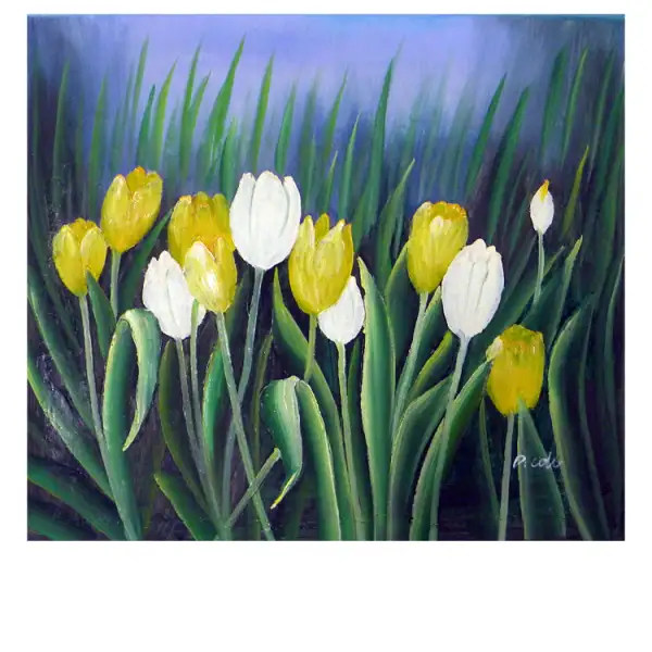 Budding Tulips Canvas Oil Painting