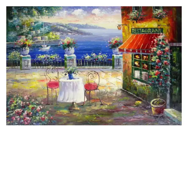 Oceanside Restaurant Canvas Oil Painting