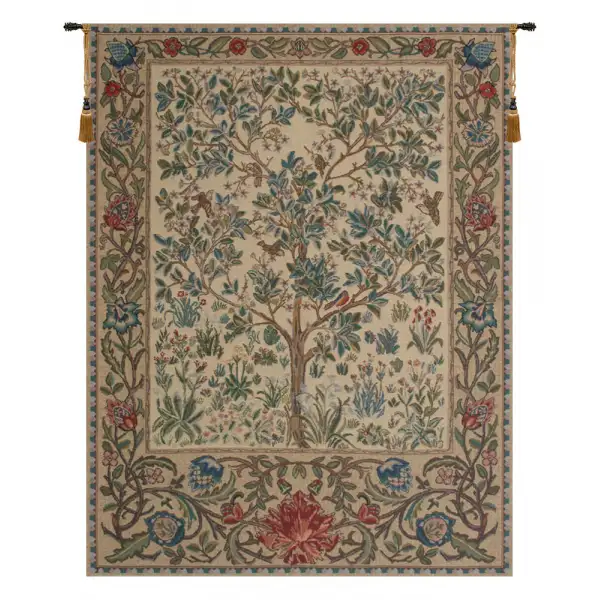 The Tree of Life Beige Belgian Tapestry