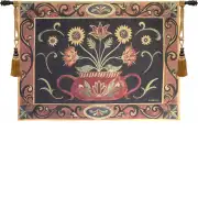 Folk Art Potted Flowers Wall Tapestry - 53 in. x 42 in. Cotton/Viscose/Polyester by Charlotte Home Furnishings
