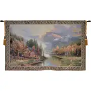 Misty Mountain Cabins Wall Tapestry
