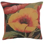 Poppies V Belgian Cushion Cover - 16 in. x 16 in. Cotton/Viscose/Polyester by Charlotte Home Furnishings