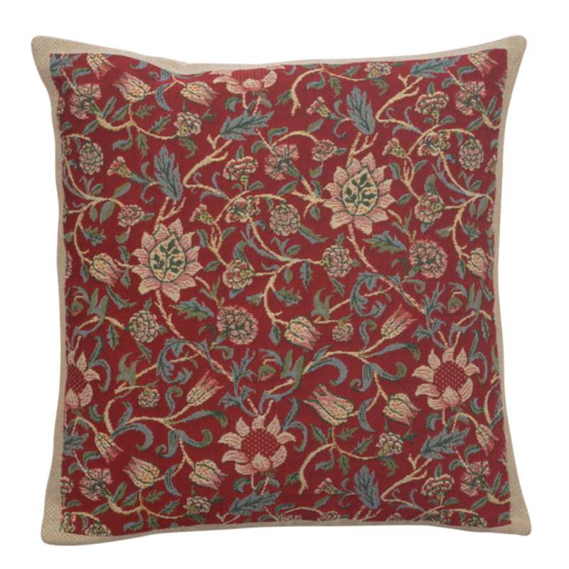 Fleurs de Morris Red European Cushion Covers