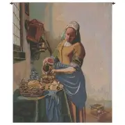 The Kitchen Maid Belgian Tapestry - 26 in. x 32 in. Cotton/Viscose/Polyester by Johannes Vermeer