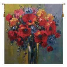 Poppy Bouquet by Pejman Belgian Tapestry Wall Hanging