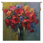 Poppy Bouquet By Pejman Belgian Tapestry Wall Hanging - 64 in. x 64 in. Cotton/Viscose/Polyester by Robert Pejman