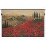 Tuscan Poppy Landscape Italian Wall Hanging Tapestry