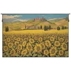 Tuscan Sunflower Landscape Italian Tapestry Wall Hanging