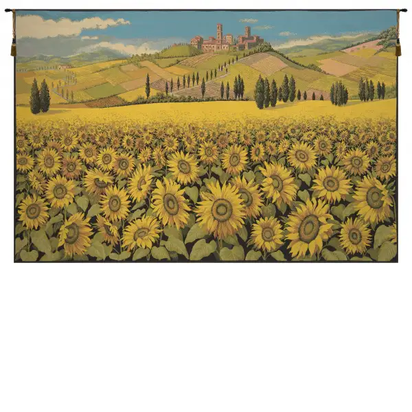 Tuscan Sunflower Landscape Italian Wall Tapestry