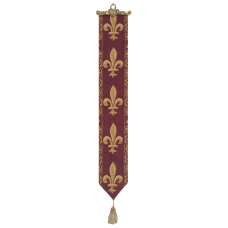 Fleur de Lys Red I European Tapestry Bell Pull