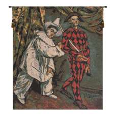 Pierrot and Harlequin European Tapestry Wall Hanging