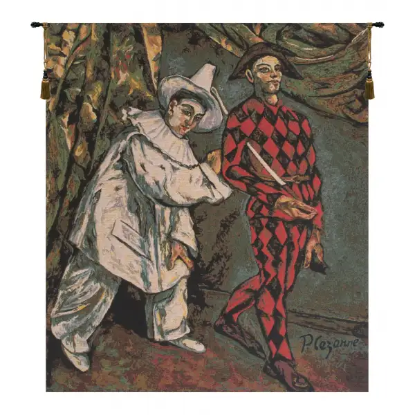 Pierrot and Harlequin Belgian Tapestry Wall Hanging