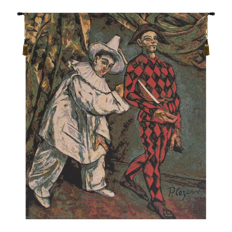 Pierrot and Harlequin European Tapestry Wall Hanging