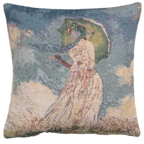 Monet's Lady with Umbrella Belgian Sofa Pillow Cover