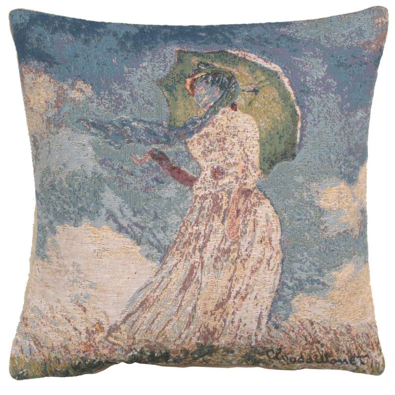 Monet's Lady with Umbrella European Cushion Cover