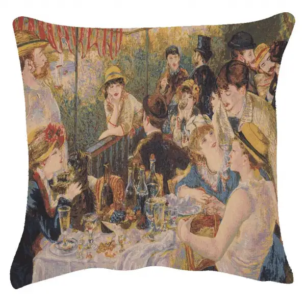 Luncheon Of The Boating Party I Belgian Cushion Cover - 18 in. x 18 in. Cotton/Viscose/Polyester by Pierre- Auguste Renoir