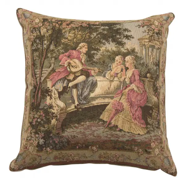 Garden Party Left Panel Belgian Cushion Cover - 18 in. x 18 in. Cotton/Viscose/Polyester by Francois Boucher