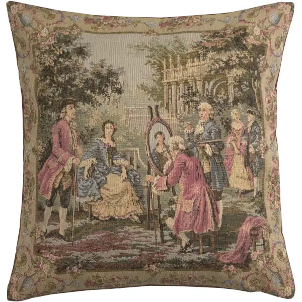 Garden Party Right Panel Belgian Cushion Cover - 18 in. x 18 in. Cotton/Viscose/Polyester by Francois Boucher