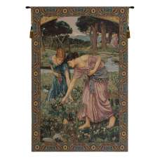 Gathering Rose Buds Italian Tapestry Wall Hanging