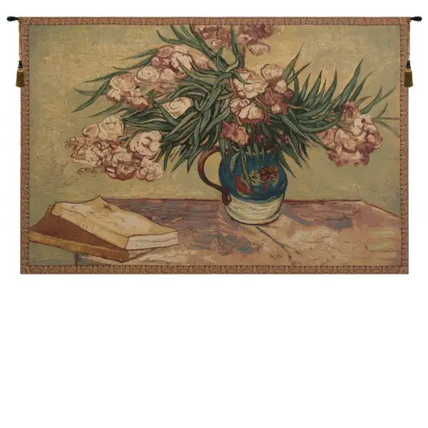Oleanders and Books Italian Wall Tapestry