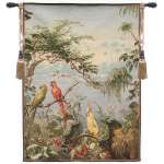 Perroquets et Flamants Roses  French Wall Tapestry