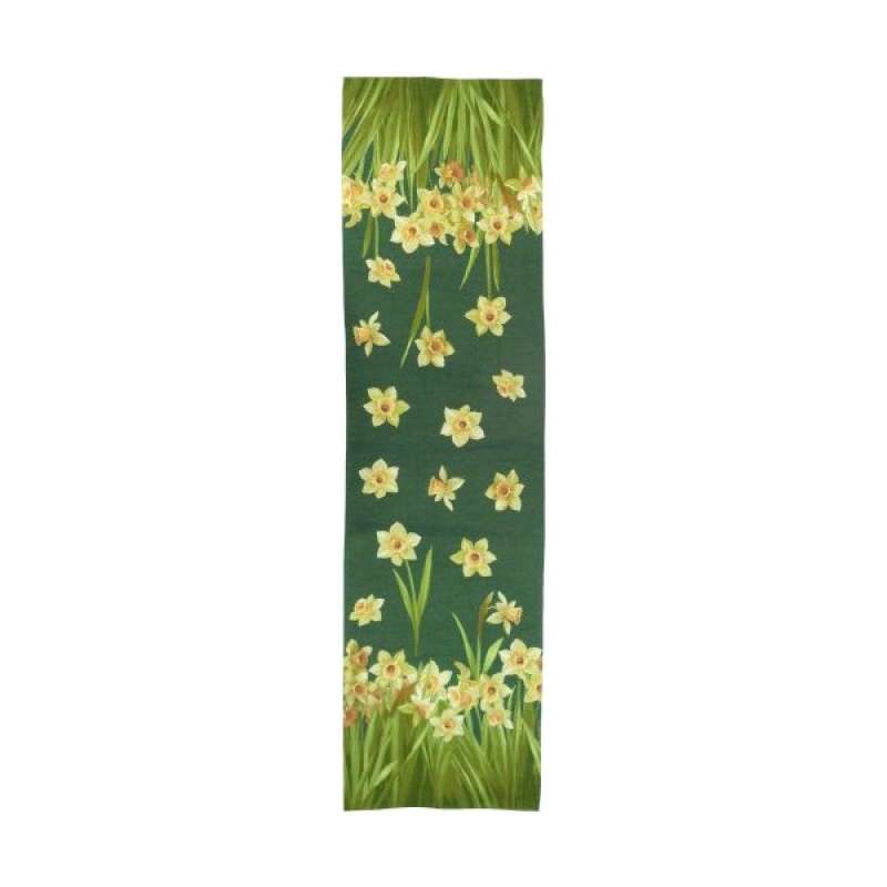 Daffodils Dark Green French Tapestry Table Runner