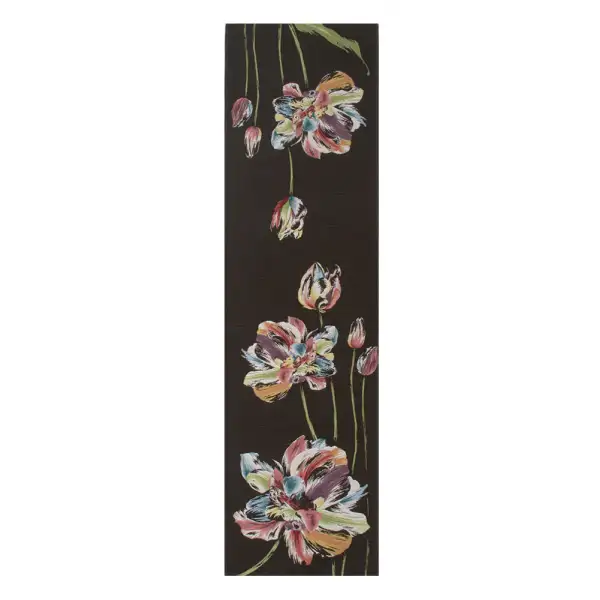 An Armful of Multicolored Tulips Black  Decorative Table Mat