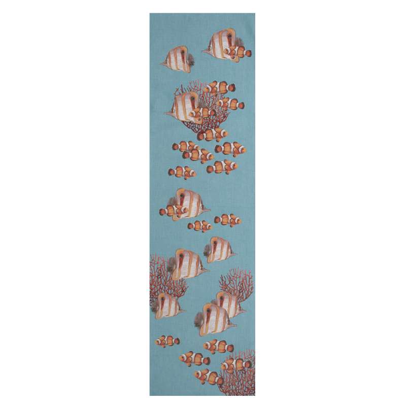 Exotic Fish Blue French Tapestry Table Runner