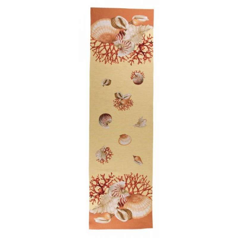 Shells Yellow  French Tapestry Table Runner