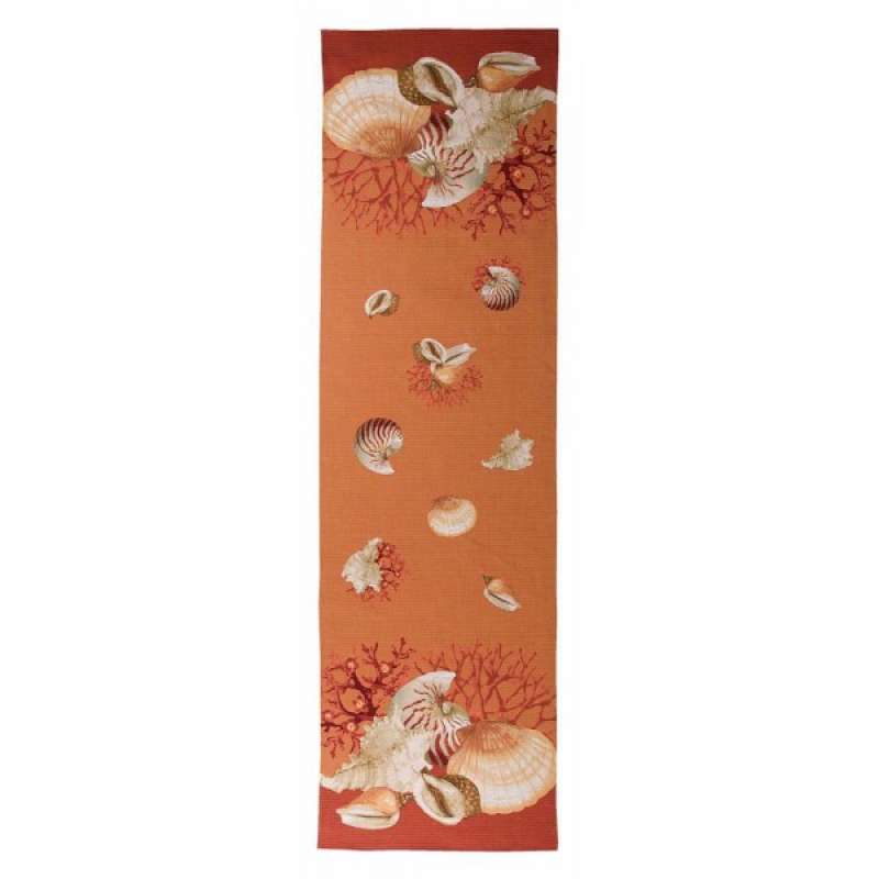 Shells Orange  French Tapestry Table Runner