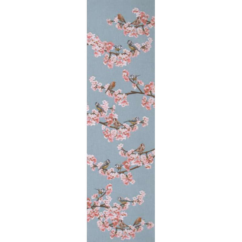 Passerines Branch Blue French Tapestry Table Runner