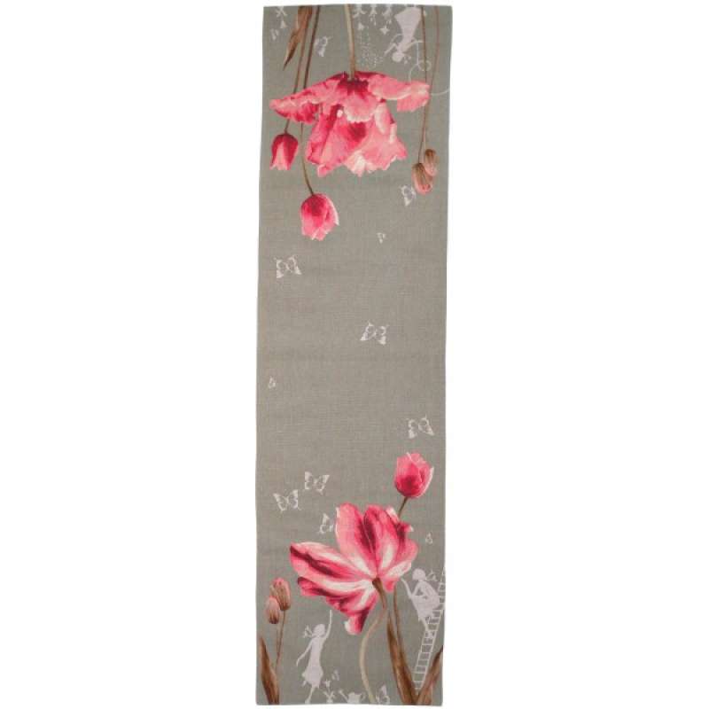 Tulip Gray  French Tapestry Table Runner