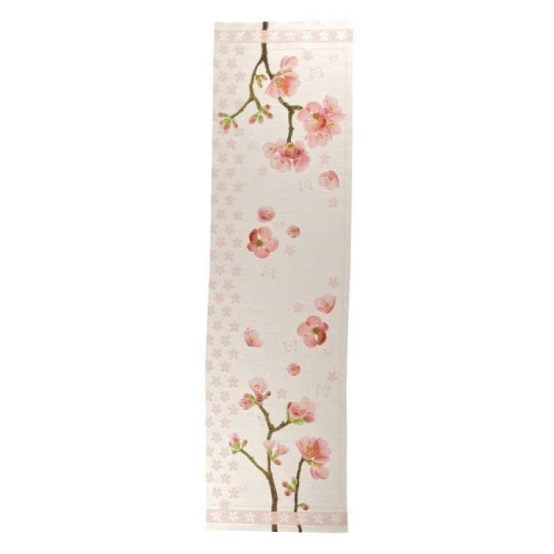 Blossoming Branches White  French Tapestry Table Runner